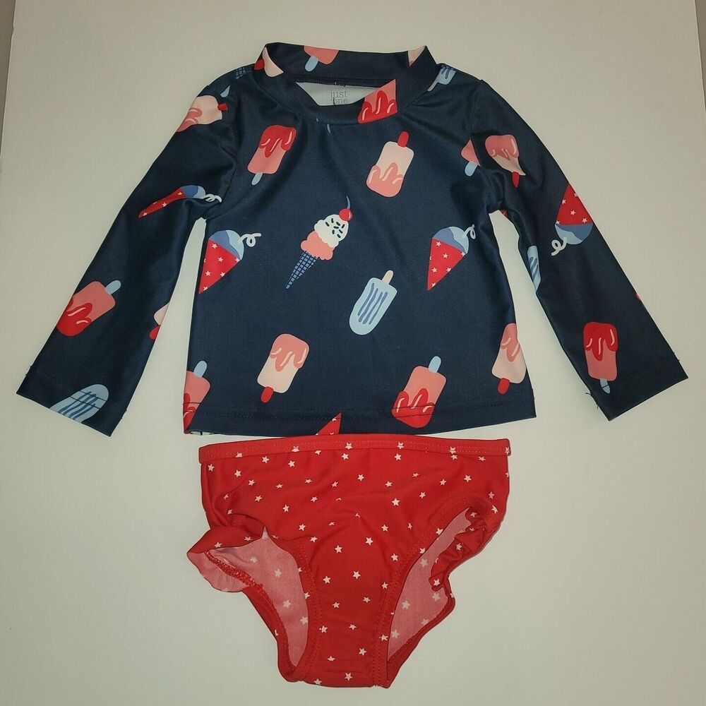 Carters Just One You Baby Girl 9M 2 piece Rash Guard Set Swimsuit Bathing Suit